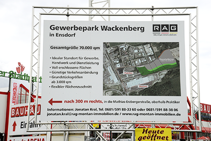 Das 7 Hektar große Gewerbegebiet Wackenberg entstand auf dem ehemaligen Kohlelager Griesborn in Ensdorf