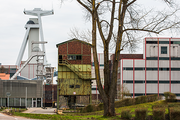 Industriearchitektur: auf dem Gelände der ehemaligen Grube Göttelborn in Quierschied sind drei Fördergerüste und viele Nebengebäude erhalten